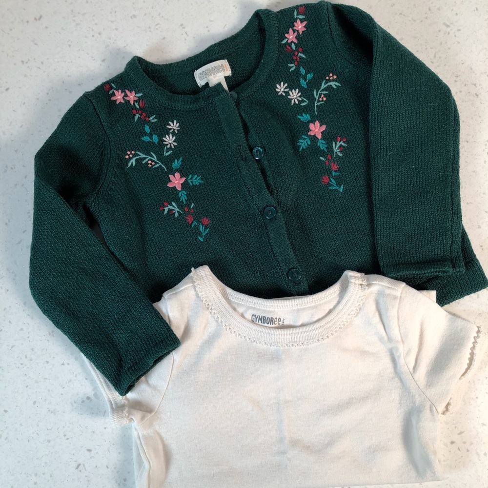Girls Gymboree cardigan & shirt, 12 months